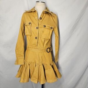 Athina Dress Shirtdress NWT Utility Buttoned Belted Mustard Mini Size Medium